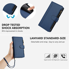 For Samsung Galaxy S25 Ultra Leather Case 9 Card Slots Zipper Wallet Stand Phone Cover with Wrist Strap