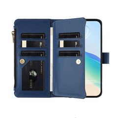 For Samsung Galaxy S25 Ultra Leather Case 9 Card Slots Zipper Wallet Stand Phone Cover with Wrist Strap