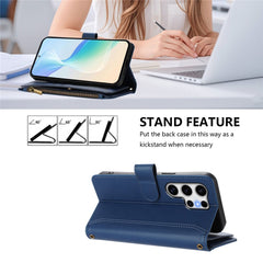 For Samsung Galaxy S25 Ultra Leather Case 9 Card Slots Zipper Wallet Stand Phone Cover with Wrist Strap