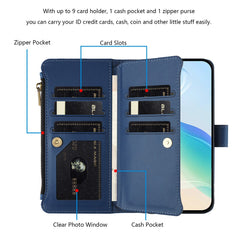 For Samsung Galaxy S25 Ultra Leather Case 9 Card Slots Zipper Wallet Stand Phone Cover with Wrist Strap