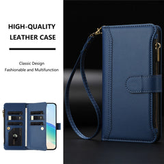 For Samsung Galaxy S25 Ultra Leather Case 9 Card Slots Zipper Wallet Stand Phone Cover with Wrist Strap