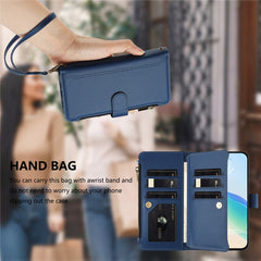 For Samsung Galaxy S25 Ultra Leather Case 9 Card Slots Zipper Wallet Stand Phone Cover with Wrist Strap