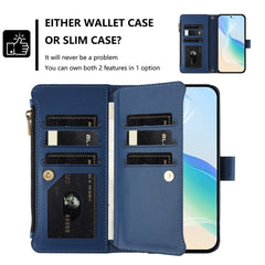For Samsung Galaxy S25 Ultra Leather Case 9 Card Slots Zipper Wallet Stand Phone Cover with Wrist Strap