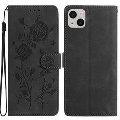 For iPhone 14 Wallet Case Rose Pattern Imprinted Leather Flip Stand Phone Cover - TechGearPal
