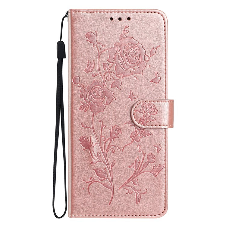 For iPhone 14 Pro Wallet Case Rose Pattern Imprinted Leather Flip Stand Phone Cover - TechGearPal