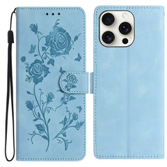 For iPhone 14 Pro Wallet Case Rose Pattern Imprinted Leather Flip Stand Phone Cover - TechGearPal