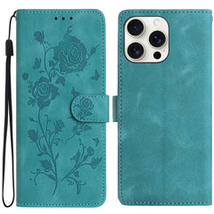 For iPhone 14 Pro Wallet Case Rose Pattern Imprinted Leather Flip Stand Phone Cover - TechGearPal