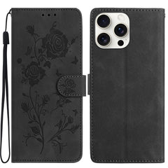 For iPhone 14 Pro Wallet Case Rose Pattern Imprinted Leather Flip Stand Phone Cover - TechGearPal