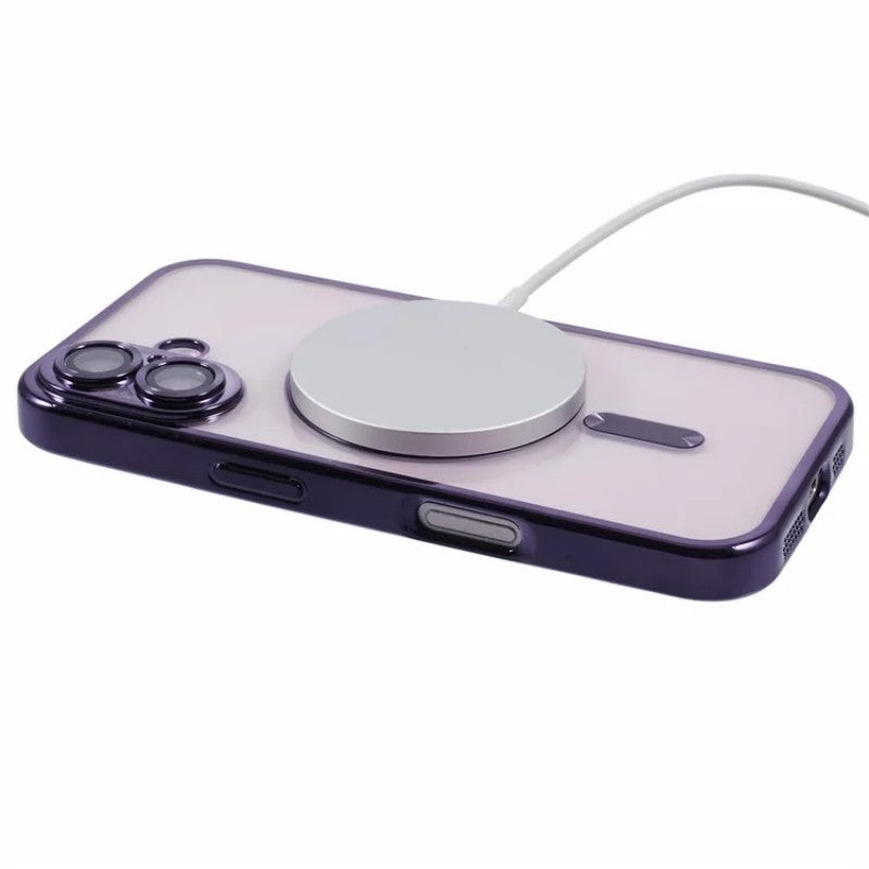 For iPhone 16 Magnetic Case WANLONFENG Electroplated TPU Cover with Lens Film + 2Pcs Tempered Glass - TechGearPal