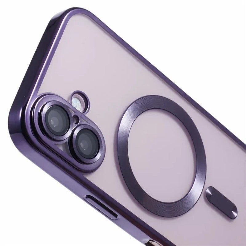 For iPhone 16 Magnetic Case WANLONFENG Electroplated TPU Cover with Lens Film + 2Pcs Tempered Glass - TechGearPal