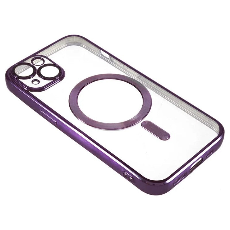 For iPhone 13 6.1 inch Magnetic Case WANLONFENG Electroplated TPU Cover with Lens Film + 2Pcs Tempered Glass - TechGearPal