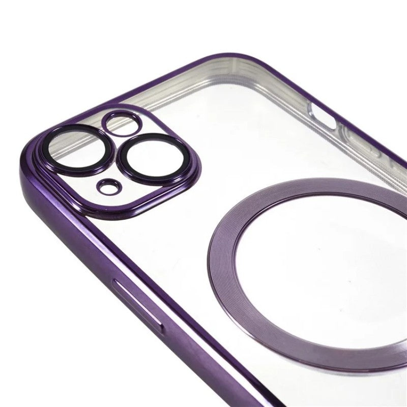 For iPhone 13 6.1 inch Magnetic Case WANLONFENG Electroplated TPU Cover with Lens Film + 2Pcs Tempered Glass - TechGearPal