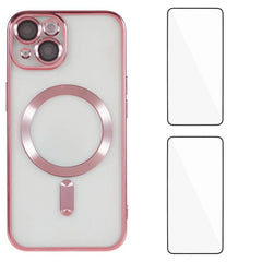 For iPhone 13 6.1 inch Magnetic Case WANLONFENG Electroplated TPU Cover with Lens Film + 2Pcs Tempered Glass - TechGearPal
