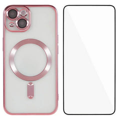 For iPhone 13 6.1 inch Magnetic Case WANLONFENG Full Protection Electroplated TPU Cover with Tempered Glass - TechGearPal