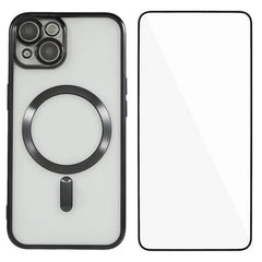 For iPhone 13 6.1 inch Magnetic Case WANLONFENG Full Protection Electroplated TPU Cover with Tempered Glass - TechGearPal