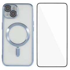 For iPhone 13 6.1 inch Magnetic Case WANLONFENG Full Protection Electroplated TPU Cover with Tempered Glass - TechGearPal