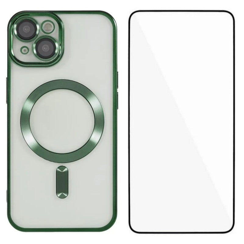 For iPhone 13 6.1 inch Magnetic Case WANLONFENG Full Protection Electroplated TPU Cover with Tempered Glass - TechGearPal