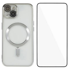 For iPhone 13 6.1 inch Magnetic Case WANLONFENG Full Protection Electroplated TPU Cover with Tempered Glass - TechGearPal