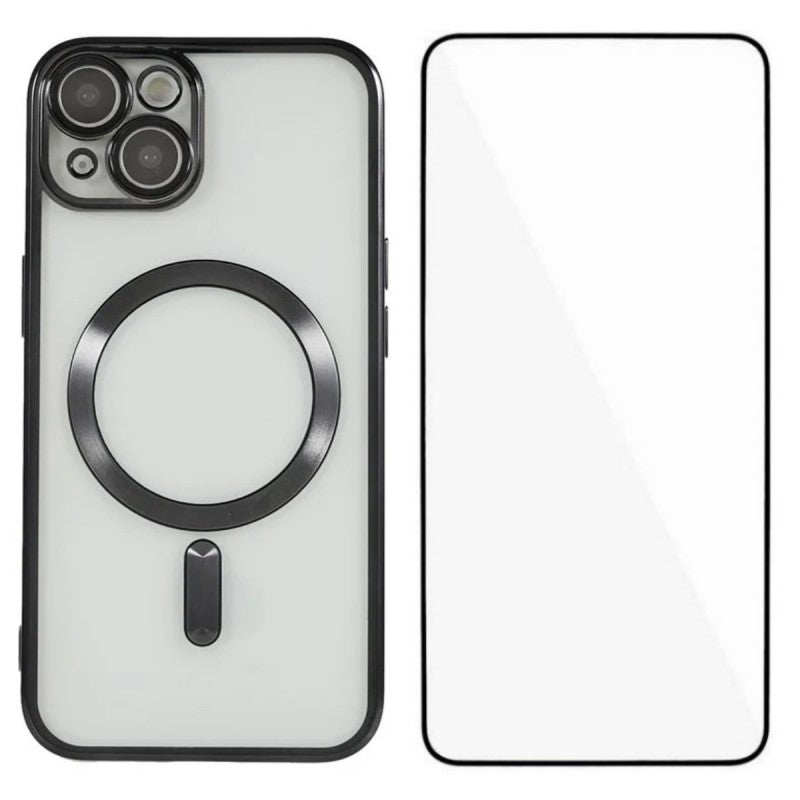 For iPhone 14 Magnetic Case WANLONFENG Full Protection Electroplated TPU Cover with Tempered Glass - TechGearPal