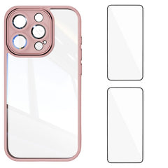 For iPhone 13 Pro 6.1 inch TPU Case WANLONFENG Drop-proof Clear Phone Cover with 2Pcs Tempered Glass Film - TechGearPal