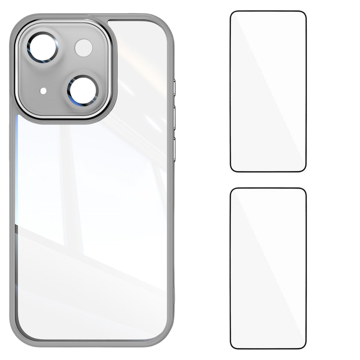 For iPhone 14 TPU Case WANLONFENG Drop-proof Clear Phone Cover with 2Pcs Tempered Glass Film - TechGearPal