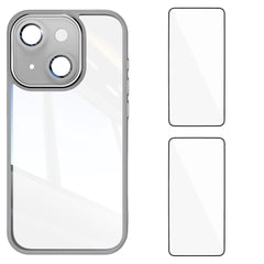 For iPhone 14 TPU Case WANLONFENG Drop-proof Clear Phone Cover with 2Pcs Tempered Glass Film - TechGearPal