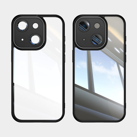 For iPhone 13 6.1 inch TPU Case WANLONFENG Drop-proof Clear Phone Cover with 2Pcs Tempered Glass Film - TechGearPal