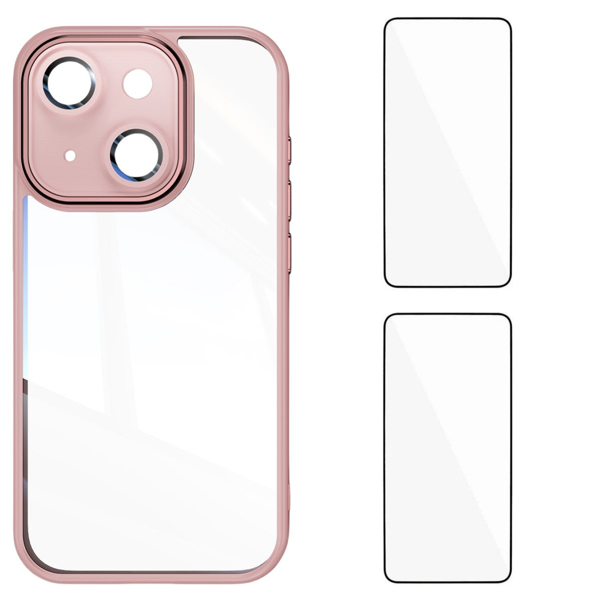 For iPhone 13 6.1 inch TPU Case WANLONFENG Drop-proof Clear Phone Cover with 2Pcs Tempered Glass Film - TechGearPal