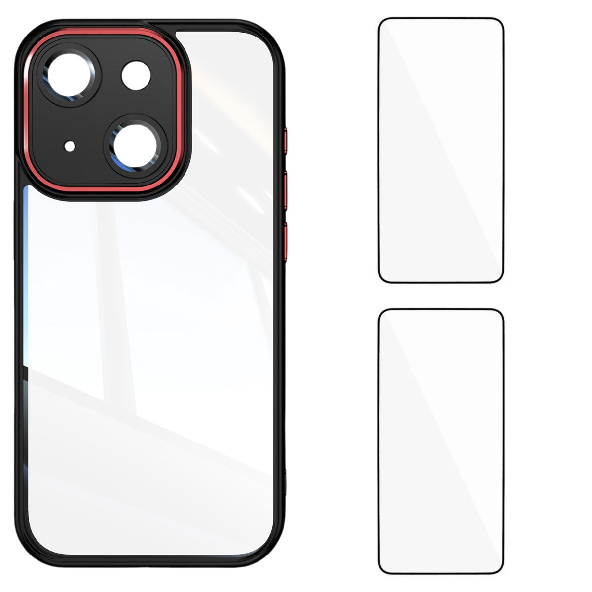 For iPhone 13 6.1 inch TPU Case WANLONFENG Drop-proof Clear Phone Cover with 2Pcs Tempered Glass Film - TechGearPal