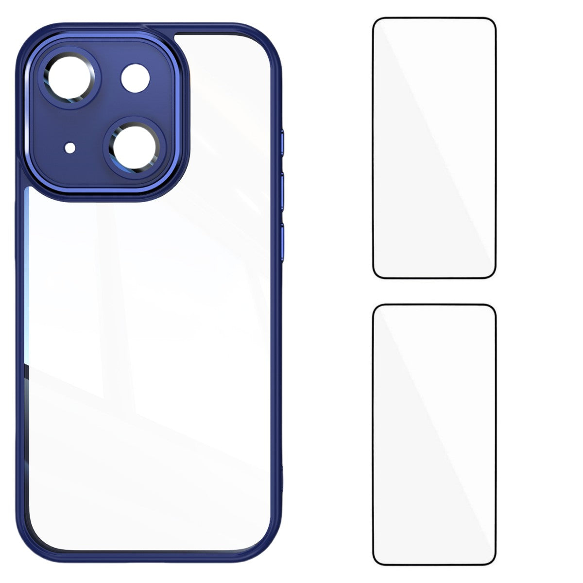 For iPhone 13 6.1 inch TPU Case WANLONFENG Drop-proof Clear Phone Cover with 2Pcs Tempered Glass Film - TechGearPal