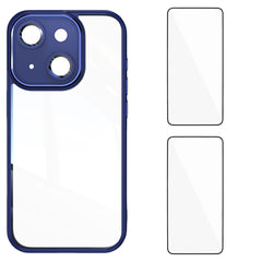 For iPhone 13 6.1 inch TPU Case WANLONFENG Drop-proof Clear Phone Cover with 2Pcs Tempered Glass Film - TechGearPal