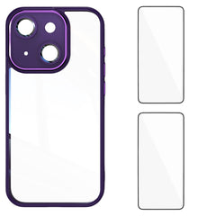 For iPhone 13 6.1 inch TPU Case WANLONFENG Drop-proof Clear Phone Cover with 2Pcs Tempered Glass Film - TechGearPal