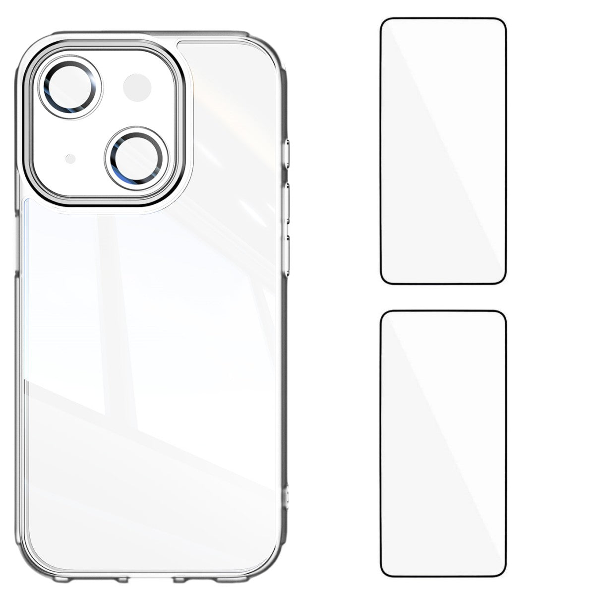 For iPhone 13 6.1 inch TPU Case WANLONFENG Drop-proof Clear Phone Cover with 2Pcs Tempered Glass Film - TechGearPal