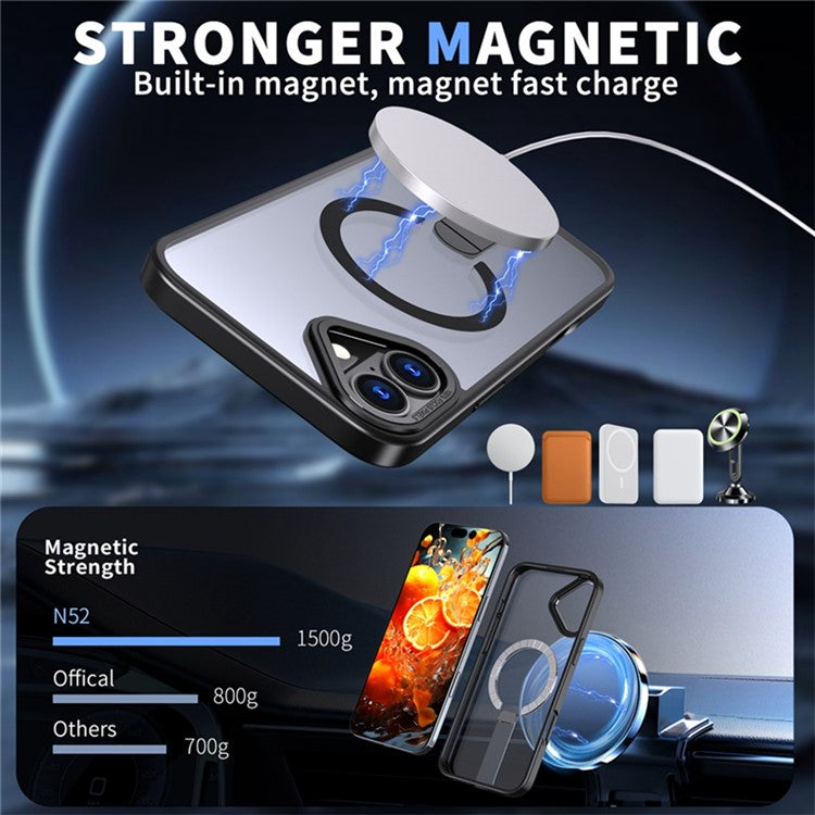 For iPhone 16 Case Compatible with MagSafe Kickstand TPU + Acrylic Phone Cover - TechGearPal