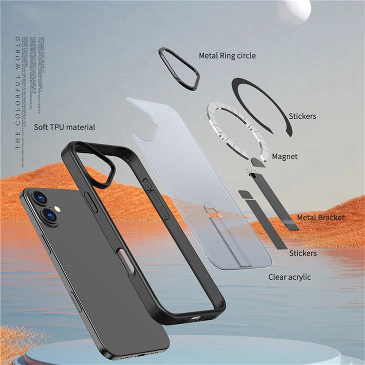 For iPhone 16 Case Compatible with MagSafe Kickstand TPU + Acrylic Phone Cover - TechGearPal