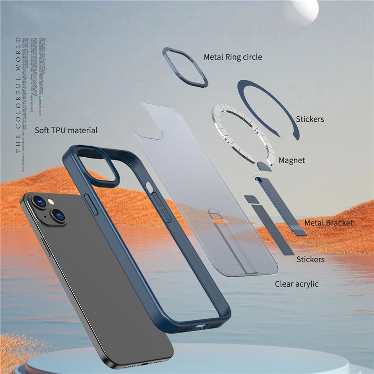 For iPhone 14 / 13 Case Compatible with MagSafe Kickstand TPU + Acrylic Phone Cover - TechGearPal