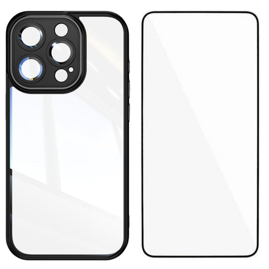 For iPhone 15 Pro Max TPU Case WANLONFENG Shockproof Clear Phone Cover with Tempered Glass Film - TechGearPal