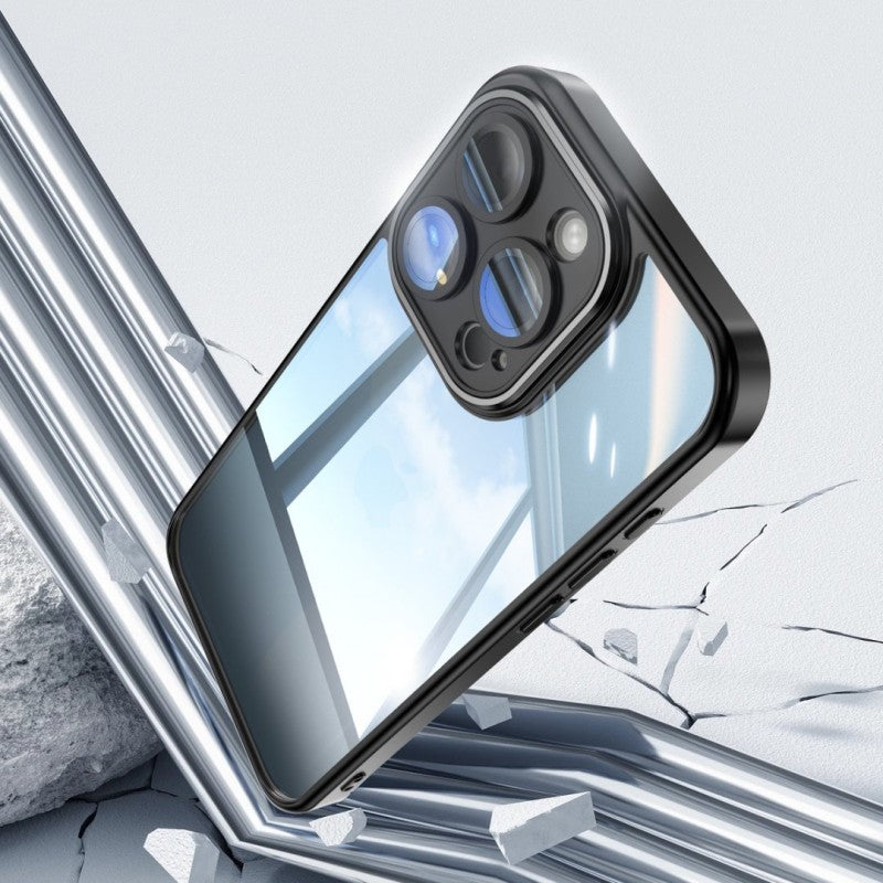 For iPhone 15 Pro Max TPU Case WANLONFENG Shockproof Clear Phone Cover with Tempered Glass Film - TechGearPal