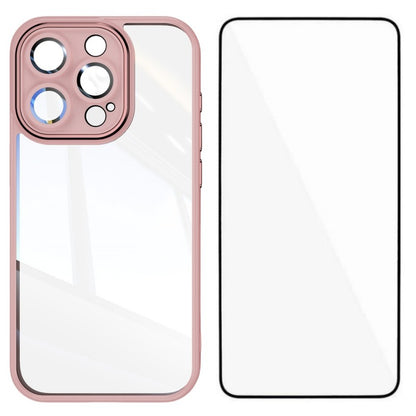 For iPhone 15 Pro Max TPU Case WANLONFENG Shockproof Clear Phone Cover with Tempered Glass Film - TechGearPal