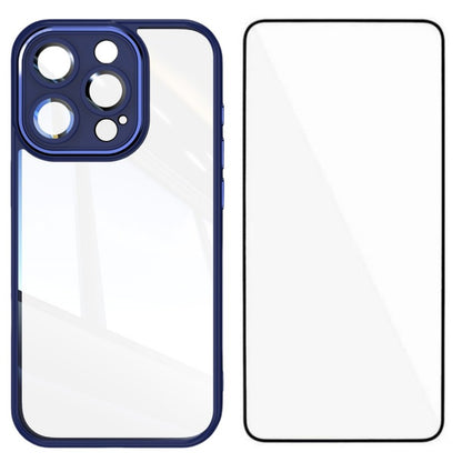For iPhone 15 Pro Max TPU Case WANLONFENG Shockproof Clear Phone Cover with Tempered Glass Film - TechGearPal