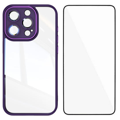 For iPhone 15 Pro Max TPU Case WANLONFENG Shockproof Clear Phone Cover with Tempered Glass Film - TechGearPal