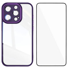 For iPhone 15 Pro Max TPU Case WANLONFENG Shockproof Clear Phone Cover with Tempered Glass Film - TechGearPal