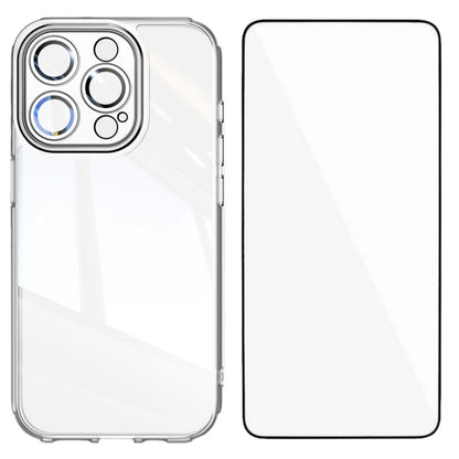 For iPhone 15 Pro Max TPU Case WANLONFENG Shockproof Clear Phone Cover with Tempered Glass Film - TechGearPal