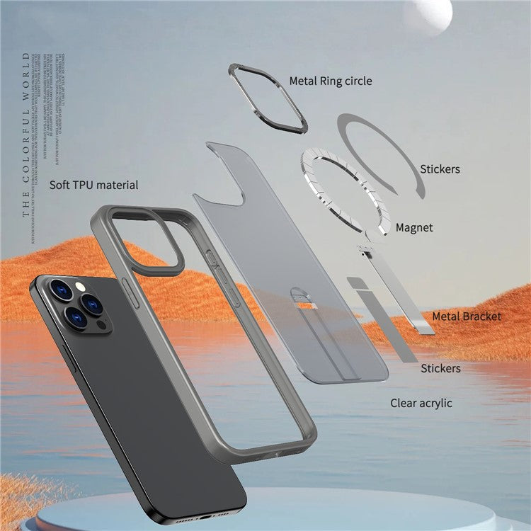 For iPhone 14 Pro Case Compatible with MagSafe Kickstand TPU + Acrylic Phone Cover - TechGearPal