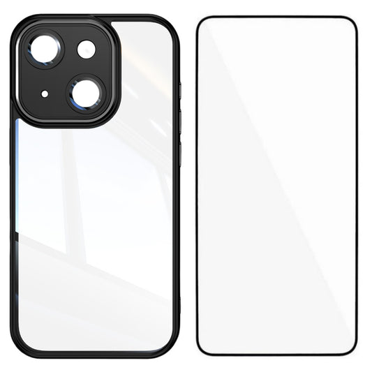 For iPhone 13 6.1 inch TPU Case WANLONFENG Shockproof Clear Phone Cover with Tempered Glass Film - TechGearPal