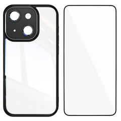 For iPhone 13 6.1 inch TPU Case WANLONFENG Shockproof Clear Phone Cover with Tempered Glass Film - TechGearPal