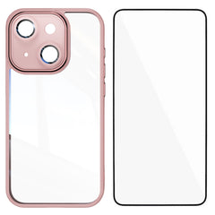 For iPhone 13 6.1 inch TPU Case WANLONFENG Shockproof Clear Phone Cover with Tempered Glass Film - TechGearPal