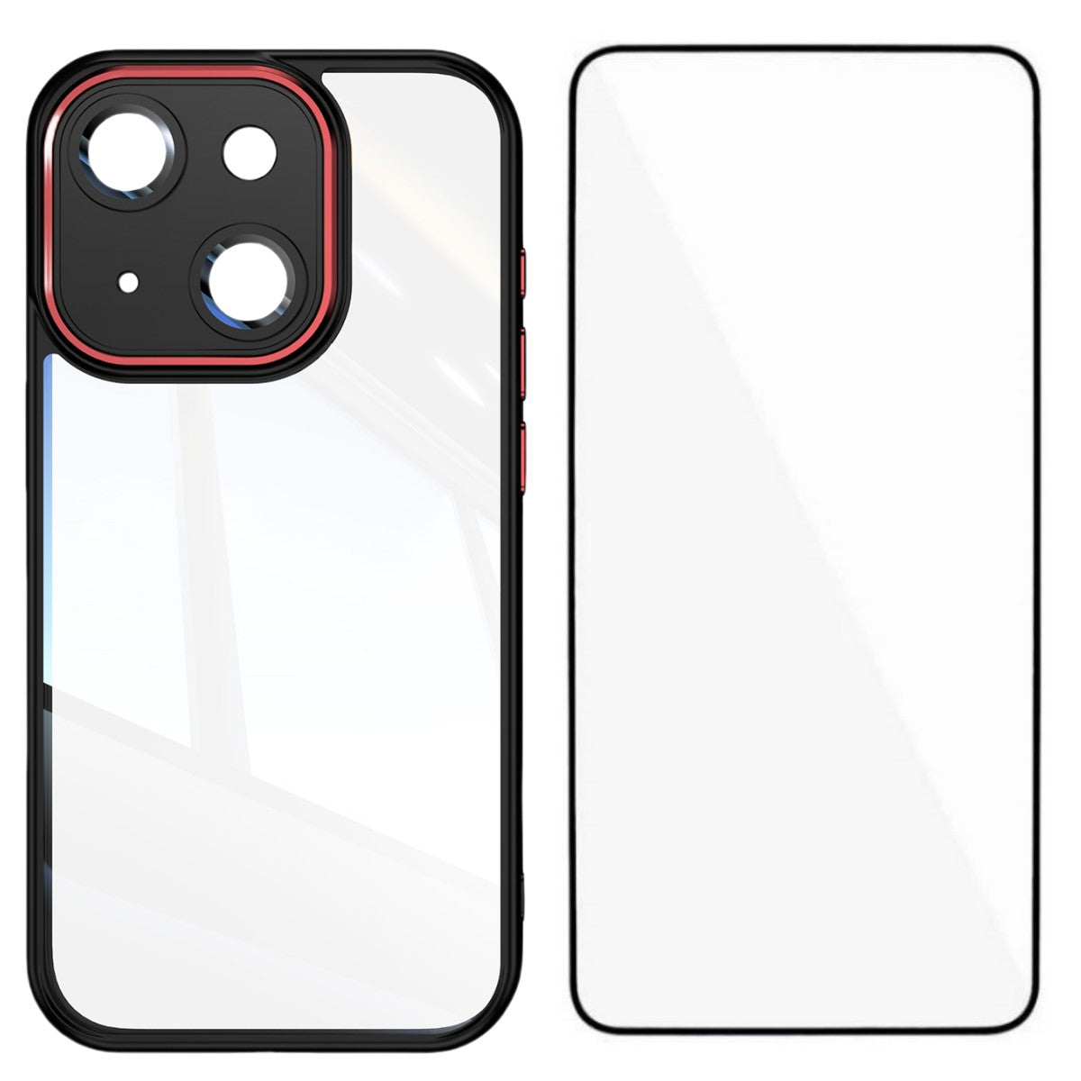 For iPhone 13 6.1 inch TPU Case WANLONFENG Shockproof Clear Phone Cover with Tempered Glass Film - TechGearPal