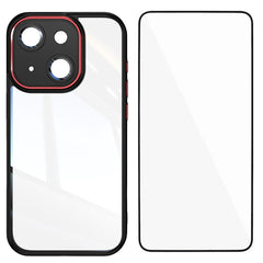 For iPhone 13 6.1 inch TPU Case WANLONFENG Shockproof Clear Phone Cover with Tempered Glass Film - TechGearPal