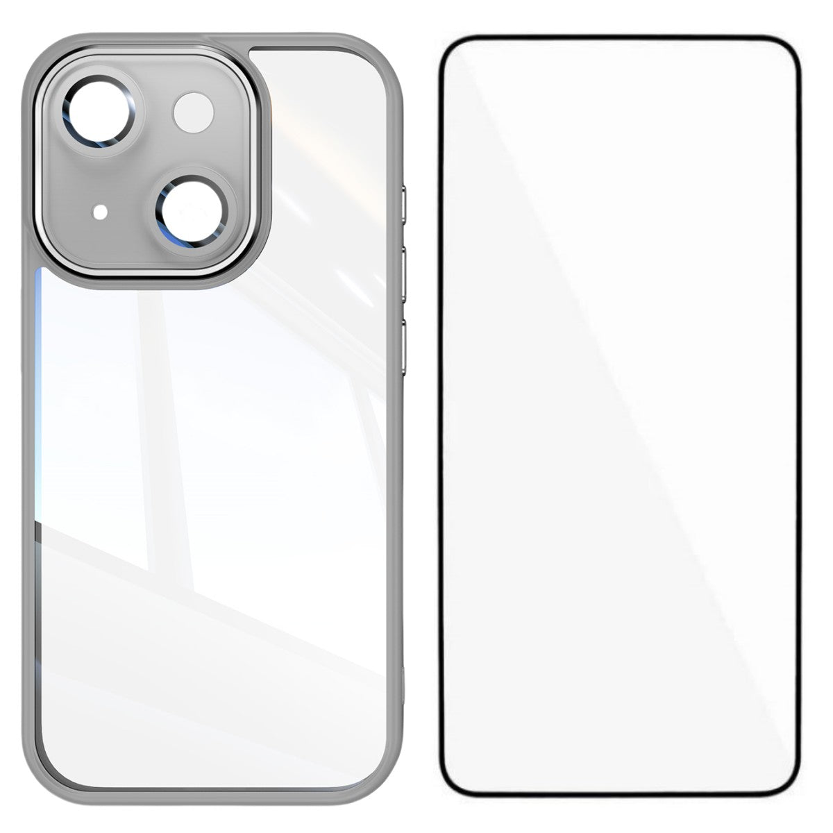 For iPhone 13 6.1 inch TPU Case WANLONFENG Shockproof Clear Phone Cover with Tempered Glass Film - TechGearPal